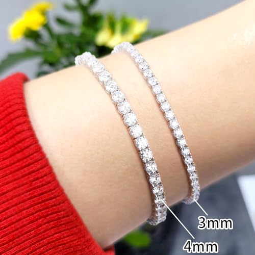 6.5''-7.0''-7.5'' Length Moissanite Tennis Bracelet for Women Men with Clasp - 925 Silver Plated with White Gold Chain3