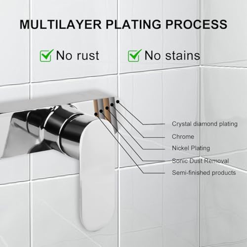 Robinet baignoire de douche mural en chrome brillant éclat argenté - 4