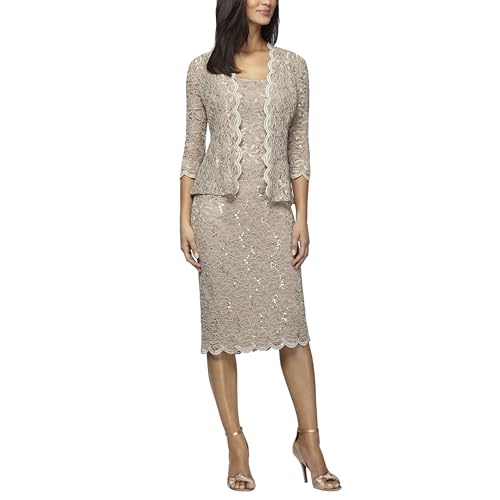 Alex Evenings Women's Shift Dress with Lace Jacket (Petite and Regular)