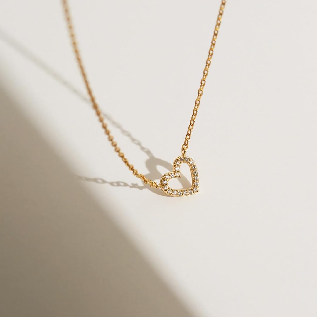Heart Necklace, AAA+ Cubic Zirconia, 14K Gold Plated Necklace for Women, Cute Dainty Love Pendant Necklaces for Women - Image 4