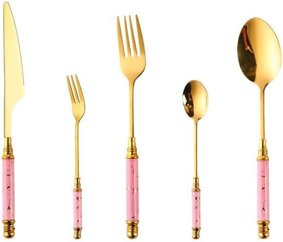 Stainless steel silverware, 30-Piece Stainless Steel Silverware Set with Ceramic Handles - Complete Cutlery for 6 People, Perfect for Dining and Kitchen Use