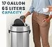Alpine 17-Gallon Stainless Steel Swing Top Trash Can – Commercial Grade Round Garbage Bin with Odor Control Lid, Brushed Finish, Large Capacity for Home, Office & High-Traffic Areas