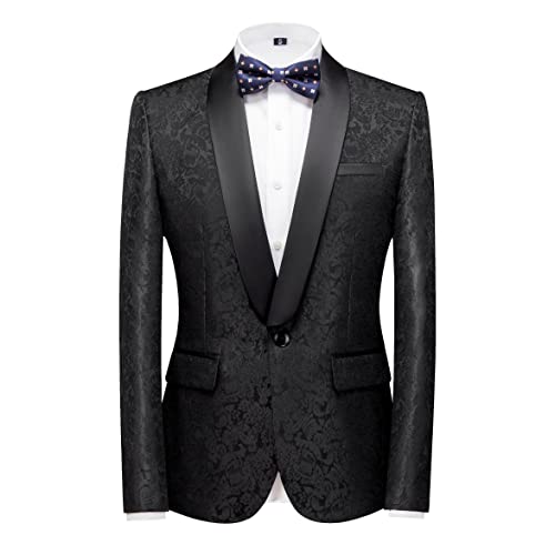 Mens Tuxedo Suit Slim Fit 2 Piece Formal Skinny Paisley Tuxedo Suit Set Shawl Lapel Tuxedo For Wedding Party Jacket & Pants Black #TOP1