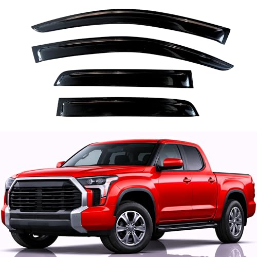 Image of KPY Rain Guards Fit for 2022-2026 Toyota Tundra Double Cab, Out-Channel Window Visors Vent Wind Deflectors 4PC, Truck Accessories for 22-26 Tundra (Extended Cab Only)