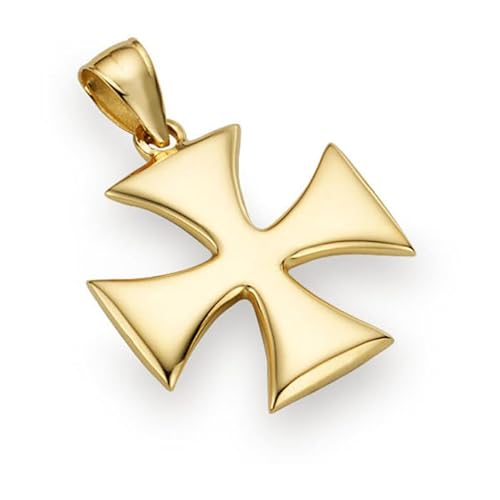 18K Solid Gold Holy Warrior Maltese Cross Pendant for Men
