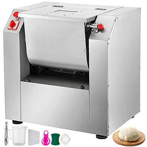 VEVOR 110V Commercial Dough Mixer 25 KG Kneading Capacity 50 Qt Flour Mixer Commercial 2200-Watt Dough Mixer Machine Commercial with Visible Lid Heavy-Duty Pizza Dough Mixer Commercial Stainless Steel