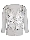 Elegante Schnittführung Alba Moda Damen Strickjacke mit 3/4-Ärmel in Grau aus Baumwolle