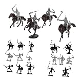 Calidad duradera: fabricados con materiales plásticos, estos modelos están diseñados para soportar un manejo regular, para exhibición o juego, estatuas de caballos, figuras de caballeros para