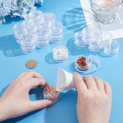 BENECREAT 30 Pack 1.47"x0.78" (10ml) Empty Clear Plastic Bead Storage Container jar with Rounded Screw-Top Lids for Beads, Nail Art, Glitter, Make Up, Cosmetics and Travel Cream3