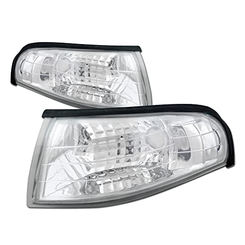 TLAPS 7422454224291 Compatible With 1994-1998 Ford Mustang Chrome Housing Signal Corner Lights