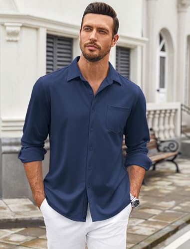 COOFANDY Mens Wrinkle Free Dress Shirts Long Sleeve Untucked Shirts Casual Button Down Shirts2