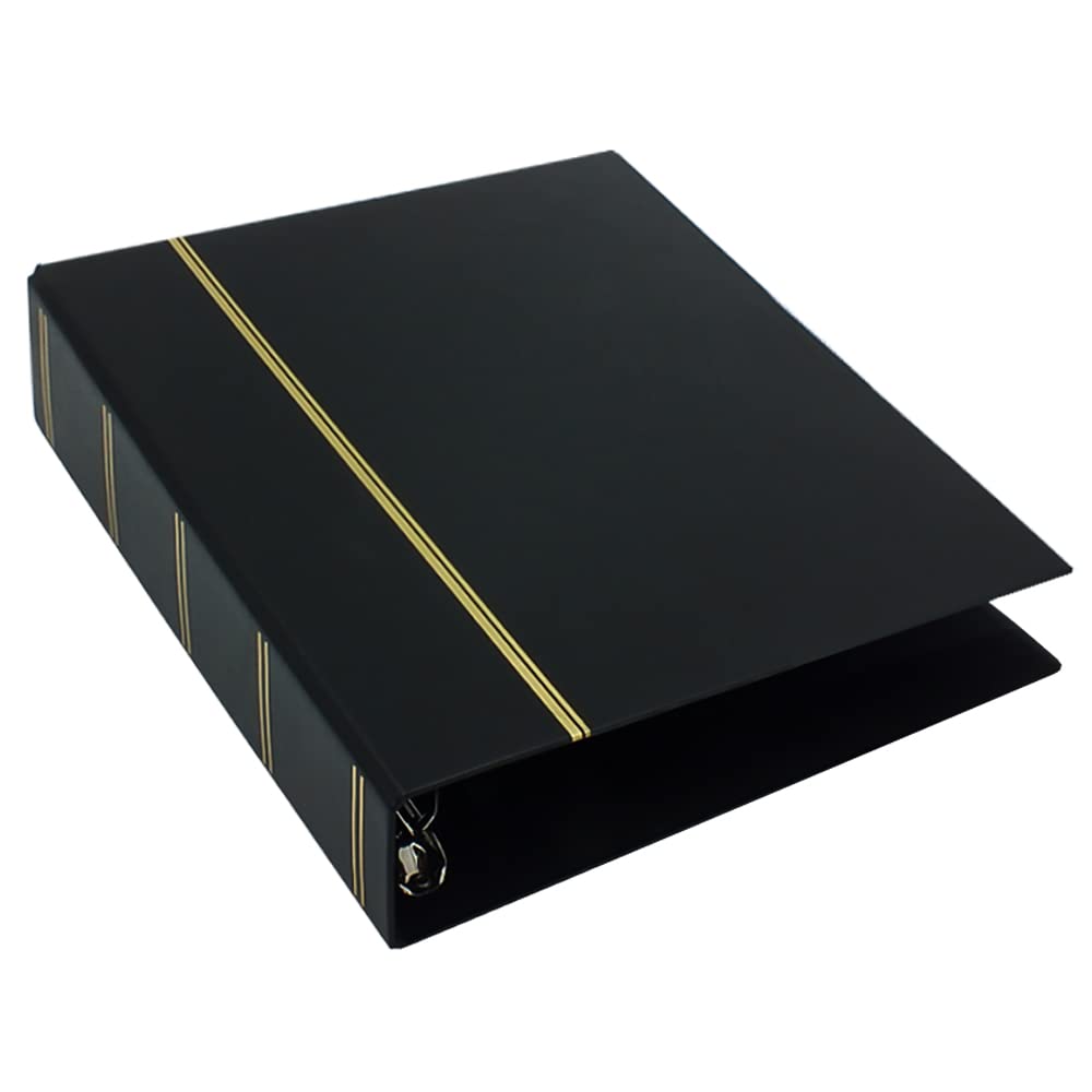 SAFE Album de Timbres 116 Cuir Noir – Classeur philatélique Vide – 4 Anneaux (80-80-80 mm) – Dorure sur Couverture & Dos – Format A4 (270×315×68 mm)