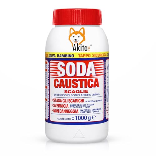 Akitaink soda caustica a scaglie per uso industriale e domestico, per sverniciare sturare, sturatutto, disincrostante, sverniciatore, disgorgante scarichi e water, pulizia botti e cisterne (1)