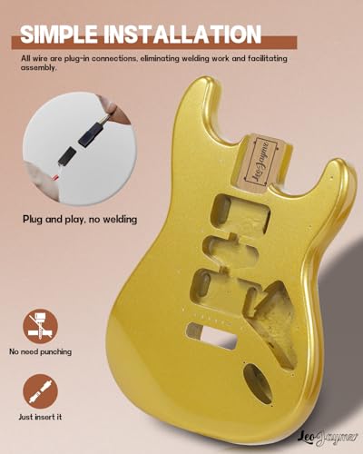 Image of Leo Jaymz DIY ST Style Electric Guitar Kits,Spray-painted Mahogany Body,Laurel Wood Fingerboard and Maple Neck, including all Components (ST Gold)