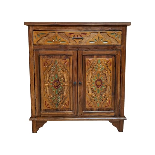 Mobile etnico credenza in teak con cassetti e 2 ante porta tv