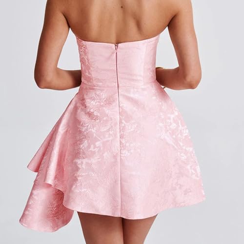 Women's Strapless Floral Jacquard High Waist A-Line Mini Skirt Pockets for Weddings Casual Outings2