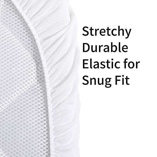 Waterproof Bassinet Mattress Cover Pack Of 2, Compatible With Halo Bassinest Swivel, Glide, Flex, Luxe & Premiere Series, Regalo Baby Basics Bassinet, Bamboo Terry Surface, 18" X30", White #TOP4