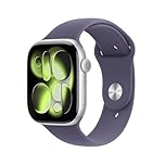 Apple Watch Series 11 GPS, Cassa 46 mm in alluminio color argento con Cinturino Sport viola nebbia - M/L