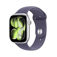 Apple Watch Series 11 GPS, Cassa 46 mm in alluminio color argento con Cinturino Sport viola nebbia -...
