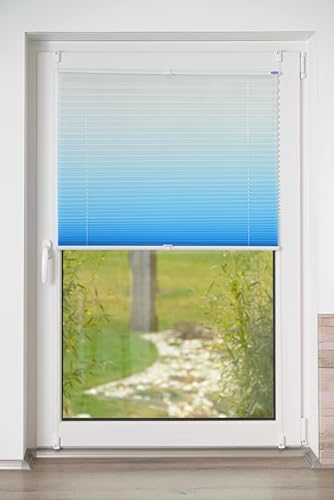 Store plissé contre le vis-à-vis bleu glacé 115 cm installation rapide