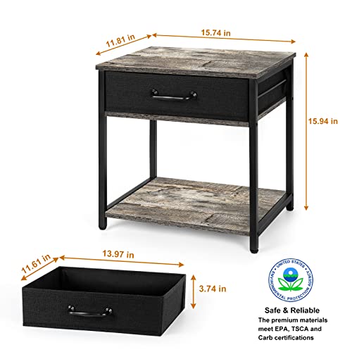 Bty Desktop Printer Stand 2 Tier Under Desk Printer Table With Storage Drawer And Open Shelf Small Wood Desk Organizer For Printers, Fax Machine Home Office, Gray #TOP5