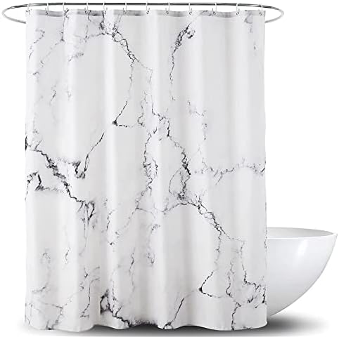 AO blare Marble Shower Curtain for Bathroom, Black White Marble Polyester Fabric Shower Curtain with Hooks 72 X 72 Inches