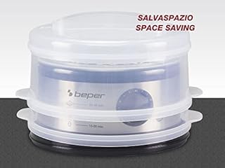 Beper BC.261 Vaporiera da 5 litri - Vaporiera Elettrica Con Timer per Cottura al Vapore di Riso, Pesce, Ravioli, Verdure, Carne - BFA Free