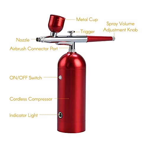Generic Kit de portátil com compressor portátil escova de ar sem fio de ação dupla 18PSI pressão de