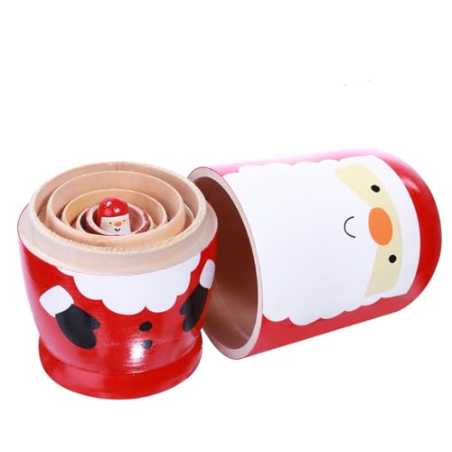FOMIYES Russian Nesting Dolls for Christmas, Wood Nested Set, Christmas Russian Matryoshka Dolls for Kids 6pcs