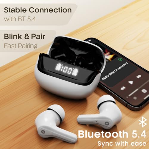 Image of Leaf Buds X214 True Wireless Earbuds AI Sound App, 40H Playtime, AI ENC, HD Calling, 2 EQ Modes, Fast Charging(10min=210min), 13mm Driver with Deep Bass, Bluetooth v5.4 TWS (Yin Yang)