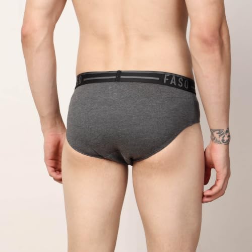 Image of FASO Men's Cotton Briefs | Ultra-Soft Durable Waistband | Modern Square Cut Fit | Tagless & Label-Free Comfort