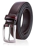 MILORDE Leather Belt for Men, Fashion & Classic Design for Dress and Causal (Size 34 (Waist 32), Mahogany)