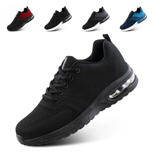 Hitmars Chaussures de Running Homme Basquette Femme Baskets et Chaussures de Sport Marche Homme Coussin d'air Noir EU 39