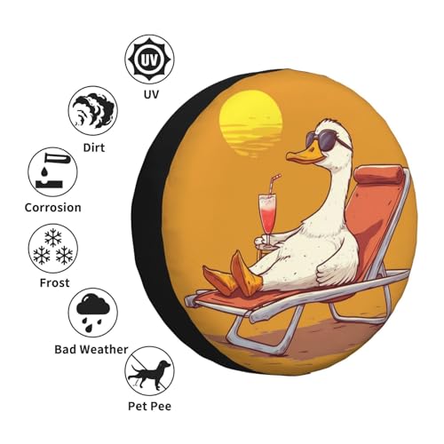 Image of Cute Duck Spare Tire Cover Universal Wheel Tire Cover Funny Cartoon Duck Tire Protectors for Travel Trailer Rv SUV Truck Camper and Many Vehicle 14 Inch