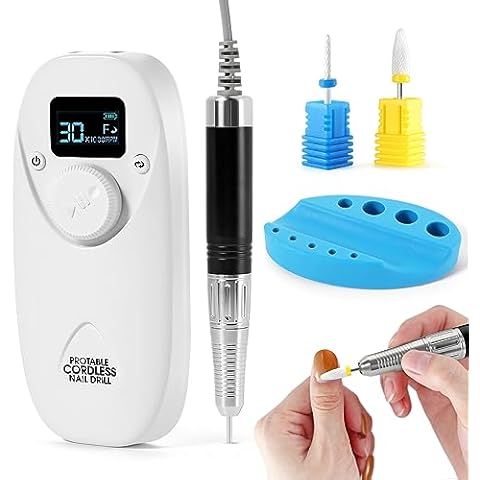 Professional Electric Nail Drill Machine 30000RPM, Rechargeable Nail File Nail Drills for Acrylic Nails, Cordless Portable Nail Drill Kit for Home Salon, Low Noise, Low Heat Cover