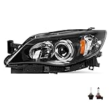 Halogen Headlight Assembly Compatible with 08-11 Subaru Impreza Outback Sport WRX Projector OE Style Headlamp Replacement Driver Side w/Bulbs