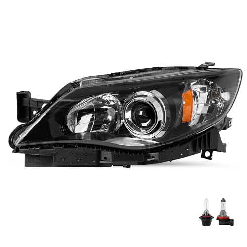 Halogen Headlight Assembly Compatible with 08-11 Subaru Impreza Outback Sport WRX Projector OE Style Headlamp Replacement Driver Side w/Bulbs