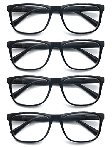 reading glasses 150 oversized large square men readers black frame 4 packcomfy lightweight eyeglasses for reading flexible spring hinge