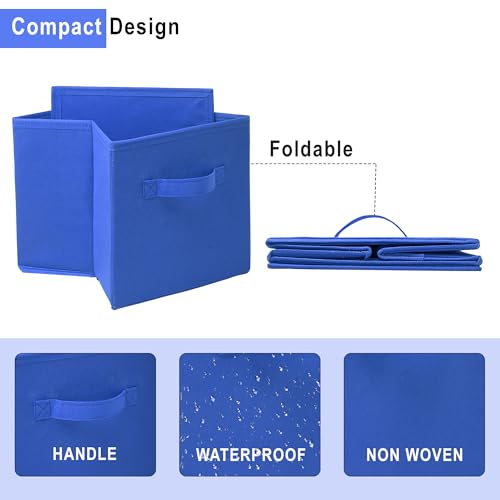 Image of Kuber Industries (Pack of 3) Foldable Storage Box | Multipurpose Storage Organizer For Clothes | Plain Wardrobe Organizer for Book, Stationary & Toys | 11 Inch | Royal Blue