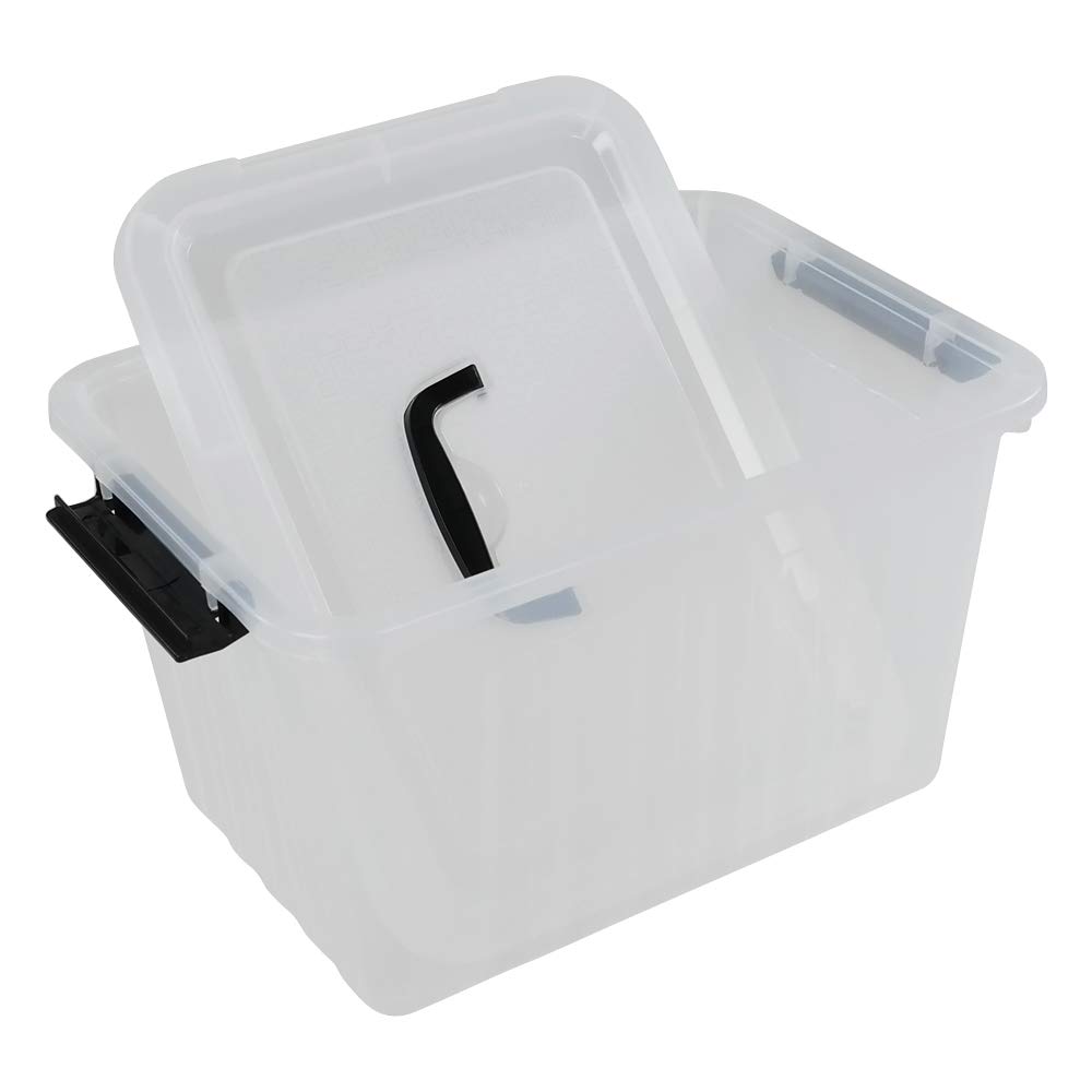 Ramddy 12 Quart Clear Storage Box with Lid and Black Latches, 1 Pack