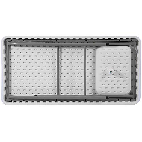Flash Furniture Wesley 4' Portable Fish Cleaning Table with Sink, Outdoor Portable Folding Camping Sink Table with Faucet, and Hose Attachment, White by Flash Furniture - Image 7