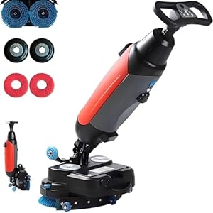 Professionelle, kompakte Scheuersaugmaschine mit separaten 4,5-Liter- und 7,5-Liter-Tanks, 45 cm (18 Zoll) langen motorisierten Reinigungsbürsten, kabellos und mit einem 36-V-Akku betrieben Red