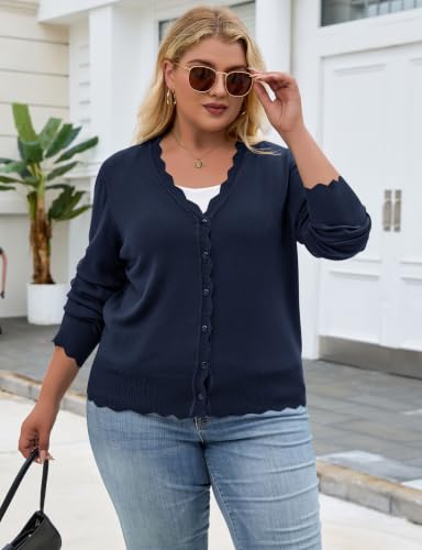Soucrat Blue Plus Size Light Weight Cardigans for Women Open Front Sweaters — view 4