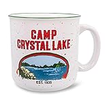 Friday the 13th Crystal Lake Ceramic Camper Mug | BPA-Free Travel Coffee Cup For Espresso, Caffeine, Cocoa, Beverage | Home & Kitchen Essentials | Horror Movie Gifts and Collectibles | Holds 20 Ounces