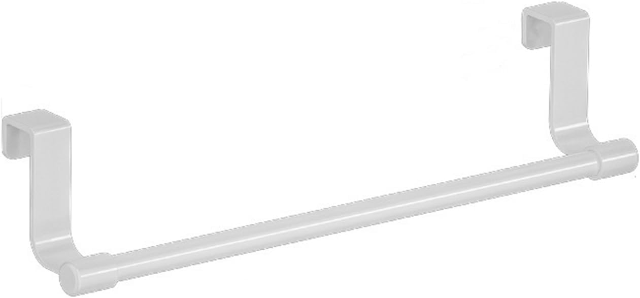 2Pc No Drill Stainless Steel Over The Cabinet Door Towel Rack Multifunctional Dishcloth Storage Holder For Kitchen Bathroom Home Organization(White,Large)