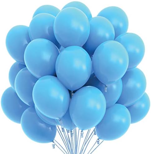Prextex 75 Party Balloons 12 Inch USA Blue, Red and White Balloons with Ribbon for Red Blue White USA Color Theme Party Decoration, Boy Baby Shower, Birthday Parties Supplies, Helium Quality