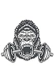  Gorilla mit Hantel für Muskel Sport Kraftsport: DIN A5 Liniert 120 Seiten / 60 Blätter Notizbuch Notizheft Notiz-Block Fitness Gym Workout Training Fitnessstudio Motive