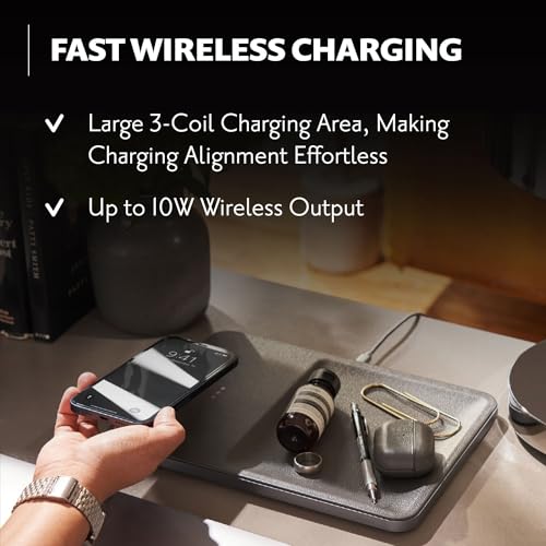 Courant CATCH:3 Classics - Italian Leather Wireless Charging Station and Valet Tray (Saddle) - Compatible with iPhone 15, 14, 13, 12, 11, Galaxy S21, S20, Note, AirPods, AirPods Pro - Thumbnail 5