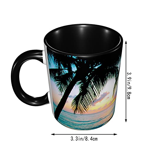ULQUIEOR California Palm tree beach sun rise Funny Coffee Mugs for Women Men 12 Ounces Tea Cocoa Ceramic Cup Friends Cool Gadgets Personalized Novelty Gifts - Image 3