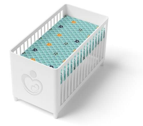 100% COTTON BABY BED FITTED SHEET FIT JUNIOR BED 160x80cm Fox in Forest Turquoise — image 1